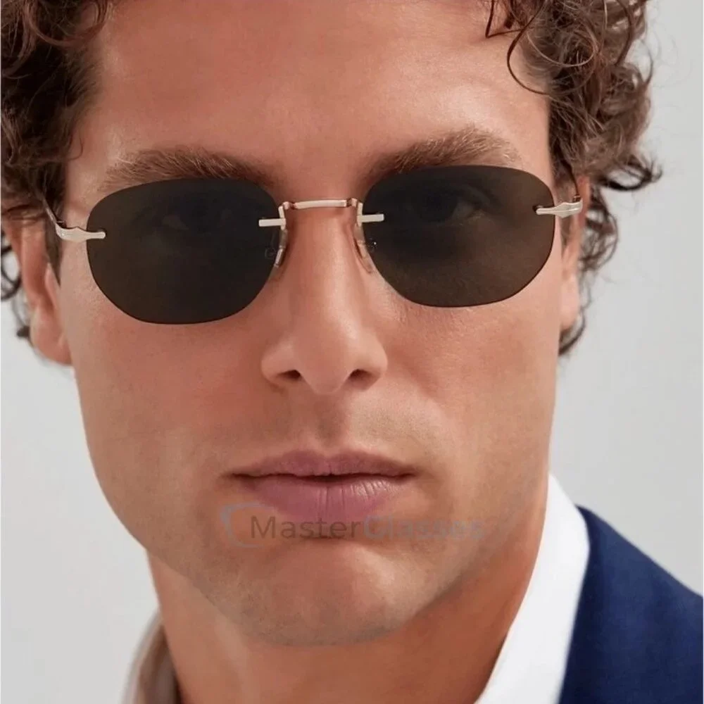 Montblanc Men Sunglasses Gold Grey Square Rimless MB0303S 001 NEW AUTHENTIC